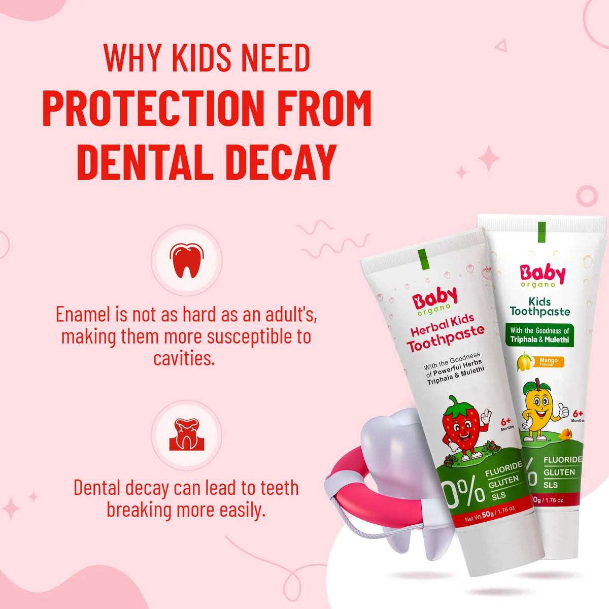 Natural Oral Care Combo for Kids | Herbal Toothpaste Mango + Strawberry Flavour