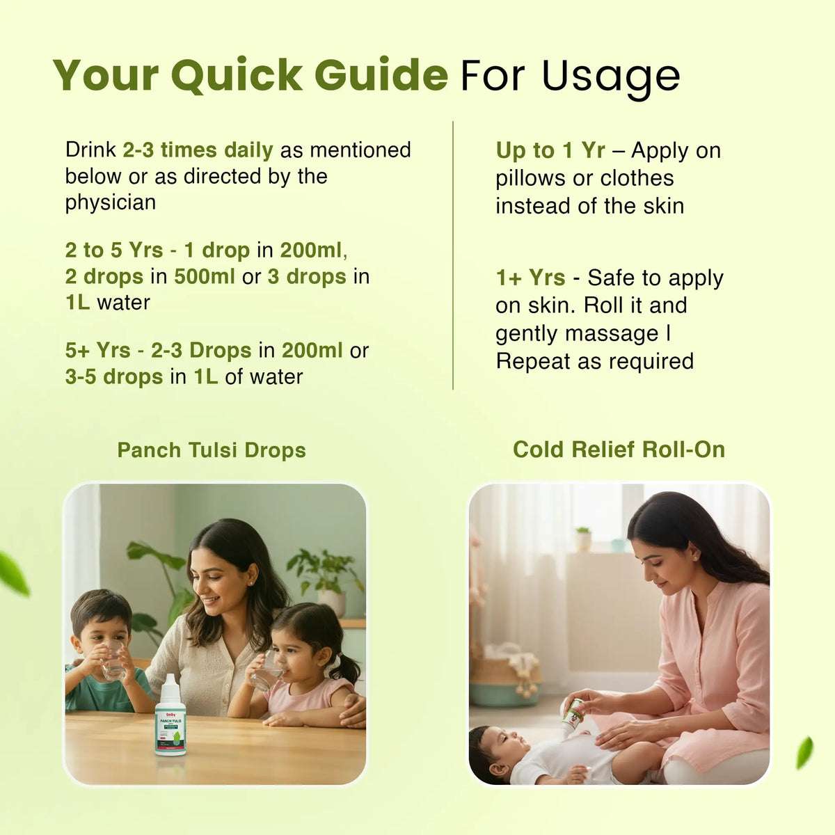 Powerful Cold & Immunity Combo for Kids | Panch Tulsi Drops + Natural Cold Relief Roll-On