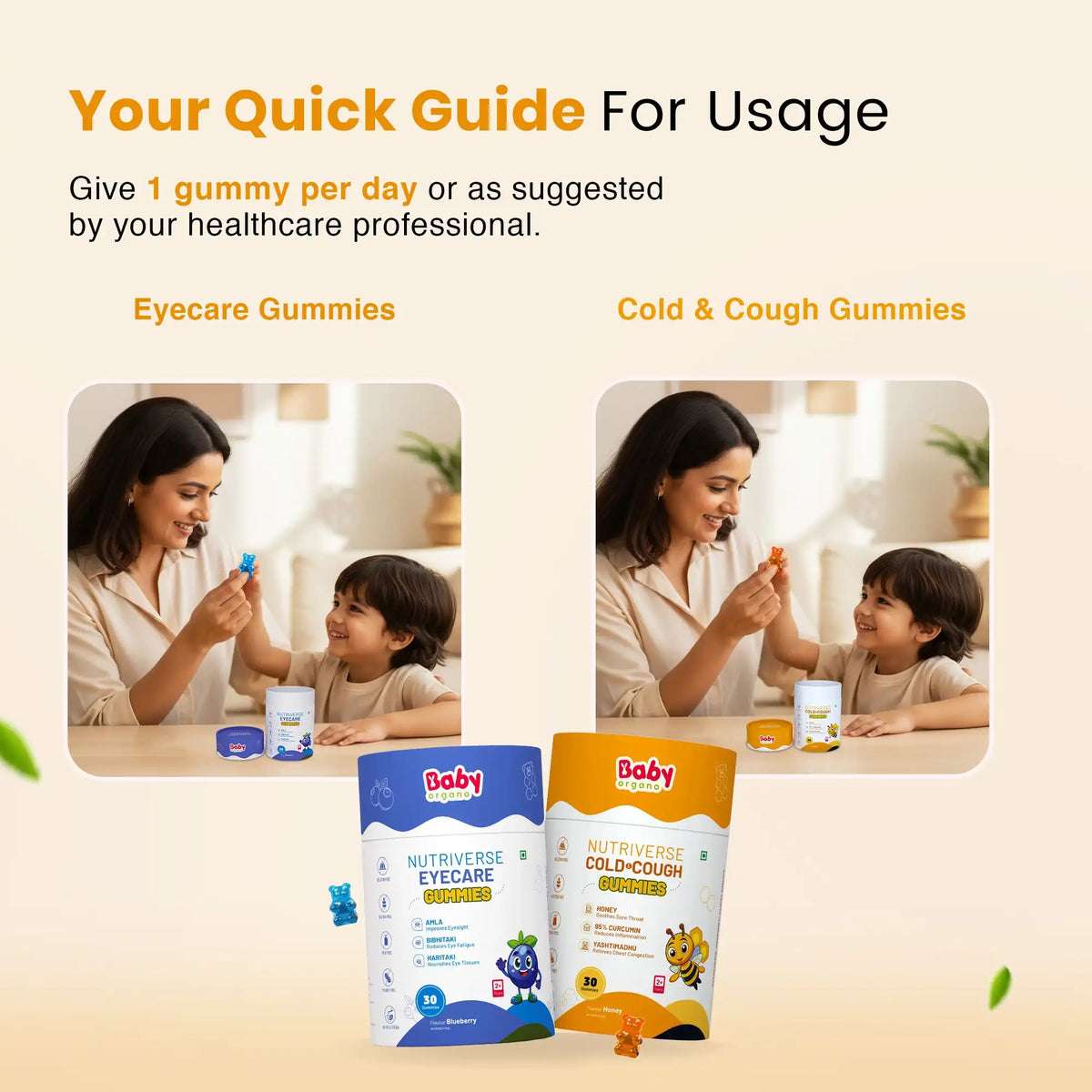 Vision & Wellness Combo for Kids| Nutriverse Eye Care Gummies + Nutriverse Cold & Cough Gummies (30 Gummies/Pack)