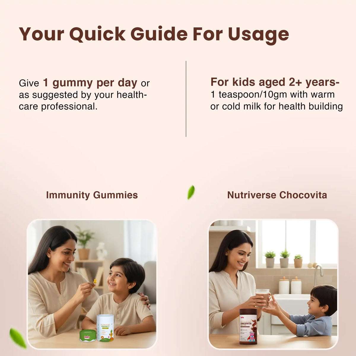 Growth & Immunity Booster Combo for Kids| Nutriverse Chocovita + Nutriverse Immunity Gummies (30 Gummies/Pack)