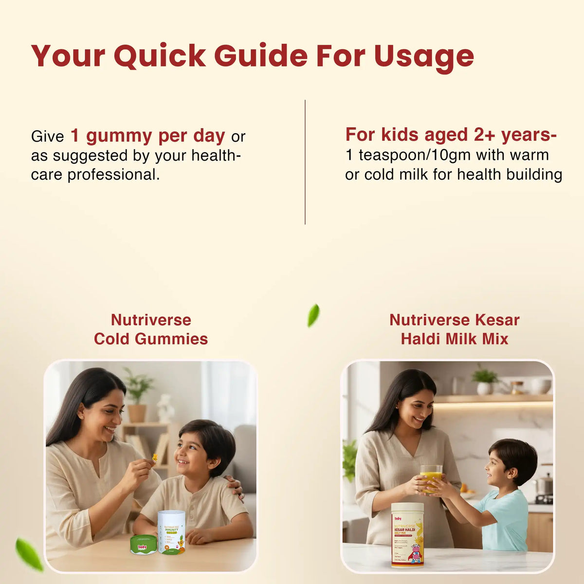 Healthy & Tasty Immunity Combo for Kids| Nutriverse Kesar Haldi Milk Mix + Nutriverse Immunity Gummies (30 Gummies/Pack)