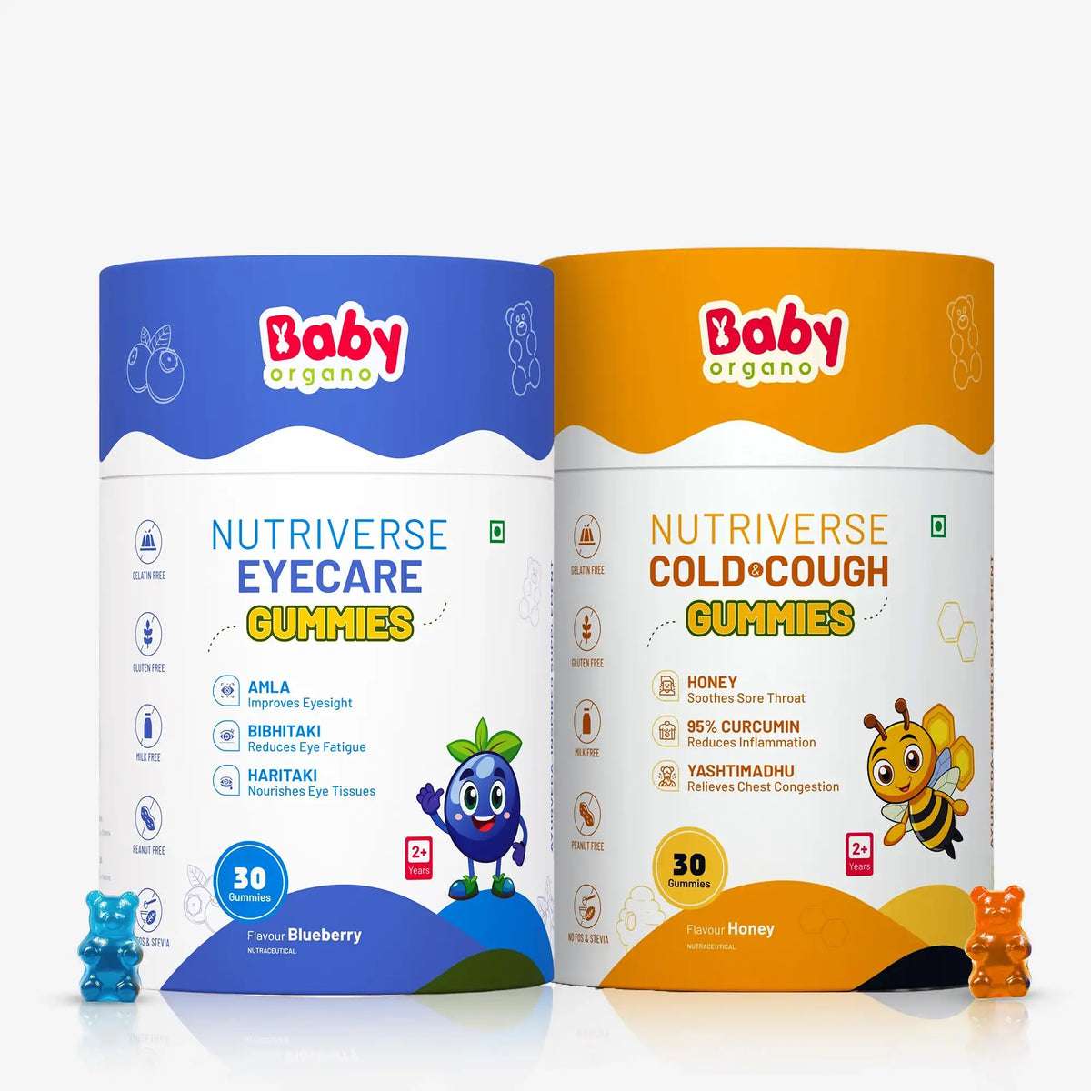 Vision & Wellness Combo for Kids| Nutriverse Eye Care Gummies + Nutriverse Cold & Cough Gummies (30 Gummies/Pack)