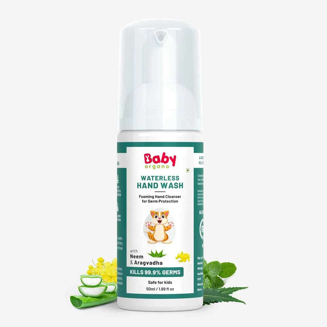BabyOrgano natural foaming hand wash for kids – ayurvedic, organic cleanser with neem & aragvadha, kills 99.9% germs