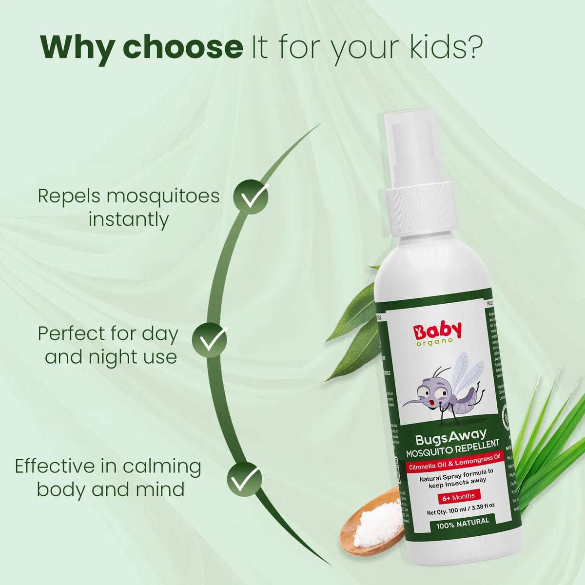 Why choose mosquito repellent for babies and kids – instantly repels mosquitoes, calms body and mind, safe for day and night use