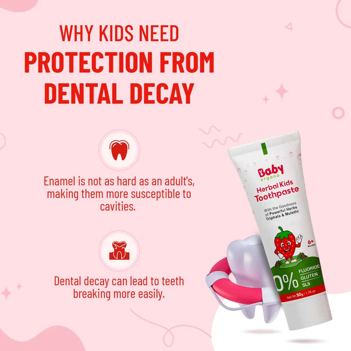 Herbal Kids Toothpaste | Strawberry Flavour | 6+ Months