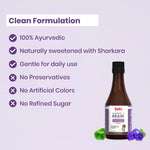 Trust BabyOrgano Shankhpushpi Syrup – no preservatives, refined sugar, artificial colors, gluten, or SLS; safe for daily use