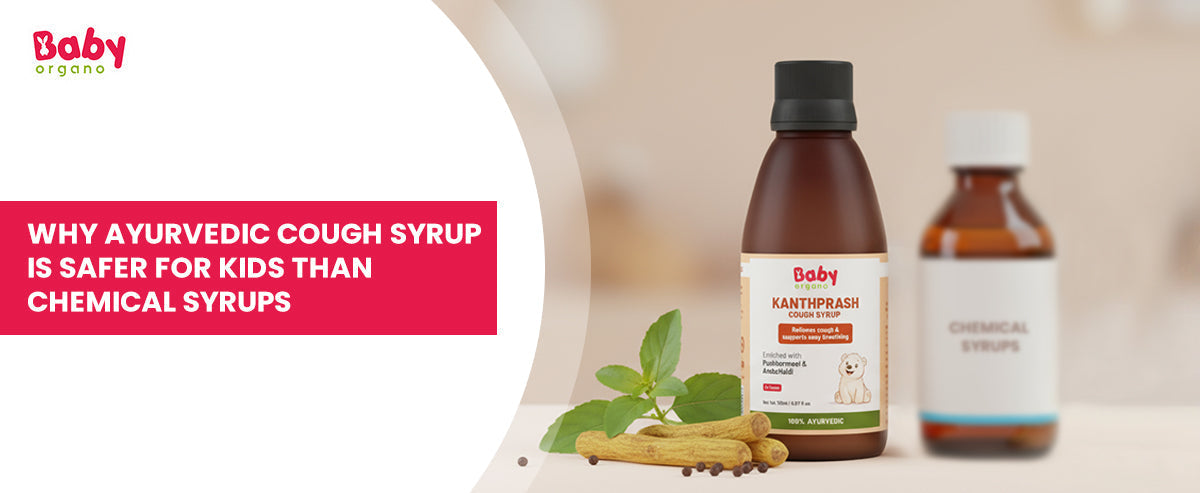 Banner showing Why Ayurvedic Cough Syrup is Safer for Kids than Chemical Syrups