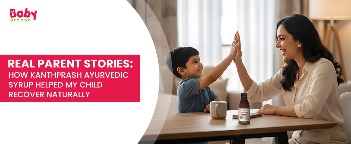 Kanthprash Ayurvedic Syrup helping child recover naturally from cough – safe and gentle for kids