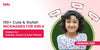 Blog banner for nicknames for girls – cartoon baby girl with speech bubbles (Bebo, Angel, Chikki)