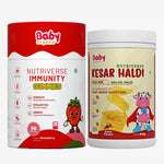 Healthy & Tasty Immunity Combo for Kids| Nutriverse Kesar Haldi Milk Mix + Nutriverse Immunity Gummies (30 Gummies/Pack)