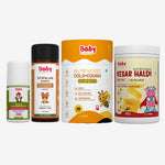Cold Wellness Combo for Kids | Cold & Cough Gummies + Sitopaladi Churna + Cold Roll-On + Kesar Haldi Milk Mix