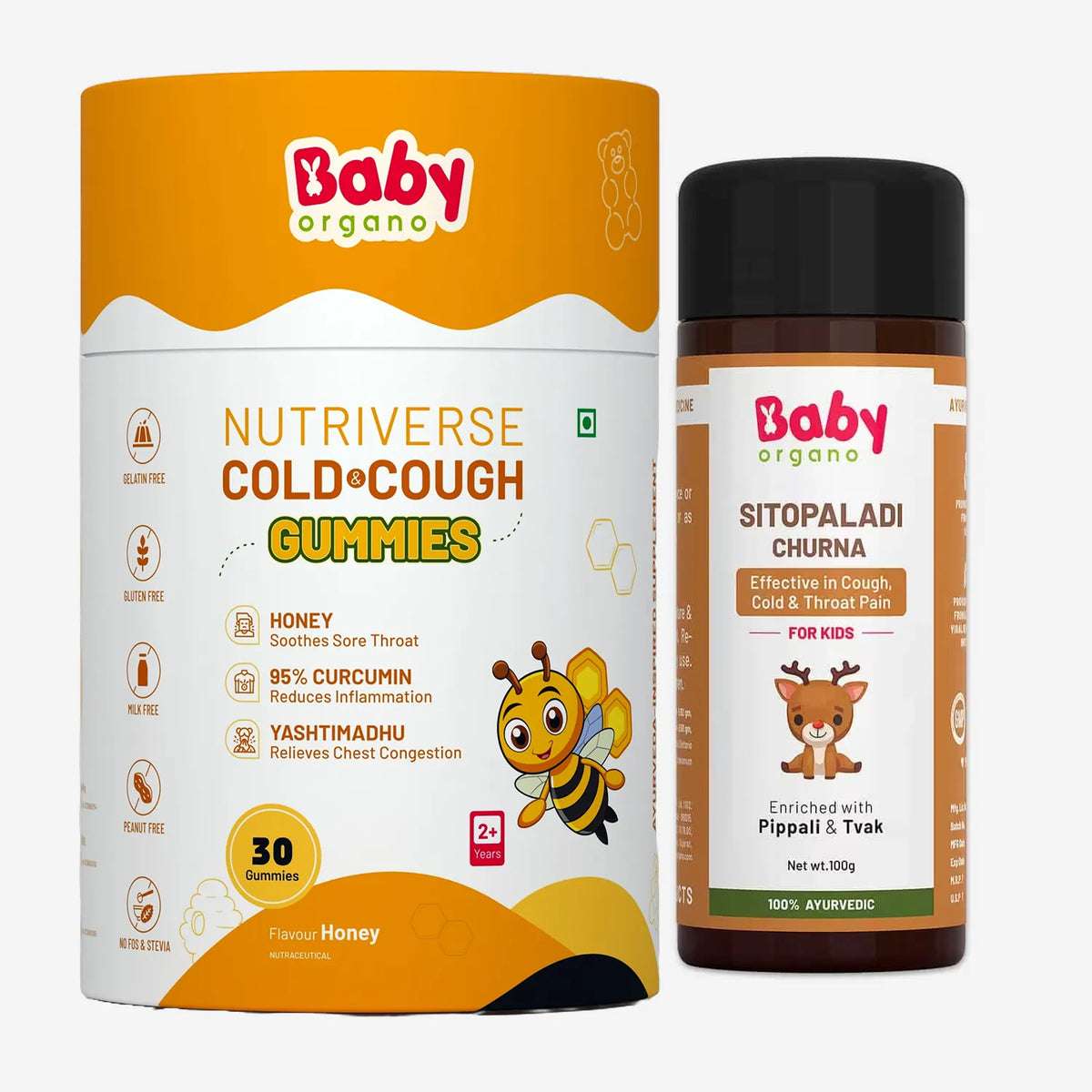 Natural Cold Care Combo for Kids | Nutriverse Cold & Cough Gummies + Sitopaladi Churna