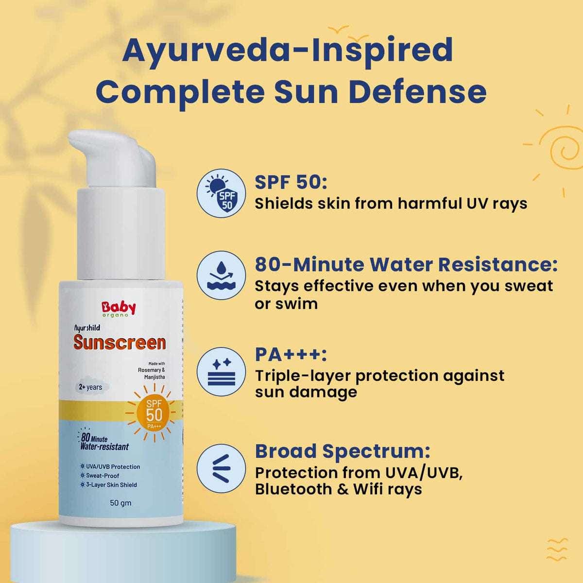 Complete Sun Protection | Ayurshild Sunscreen for Kids | 2 Years +