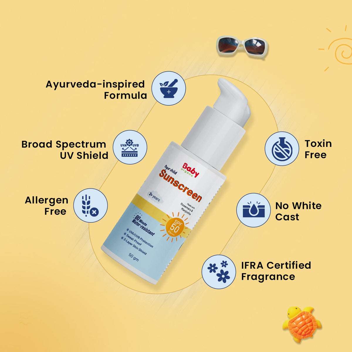 Complete Sun Protection | Ayurshild Sunscreen for Kids | 2 Years +