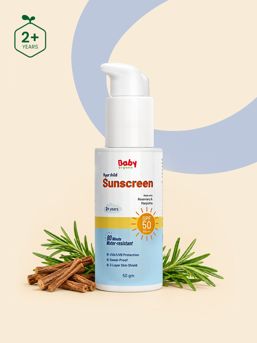 Ayurshild Sunscreen | SPF 50, PA+++ & Water Resistant | Made with Manjistha, Beetroot, Rosemary & Avocado Oil