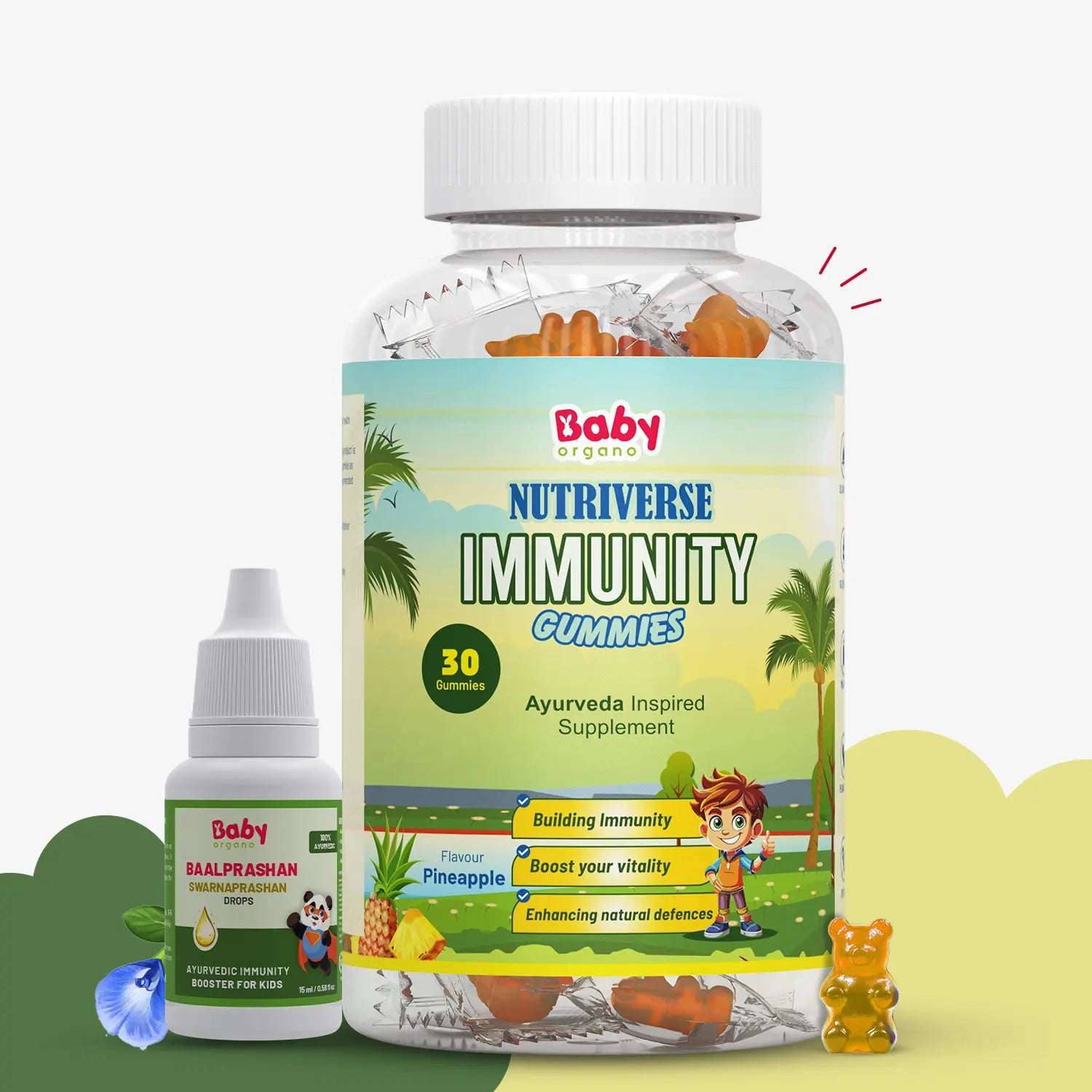 Natural Immunity Essentials | Nutriverse Immunity Gummies | Baalprashan Suvarnaprashan Drops | Support immunity & wellness