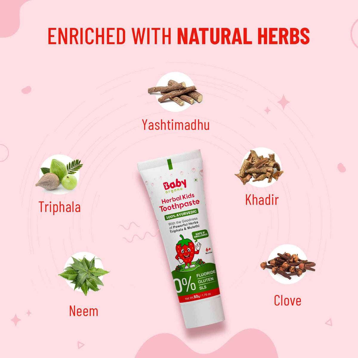 Healthy Teeth & Gums | Herbal Kid's Toothpaste | Strawberry Flavour | 6 Months +