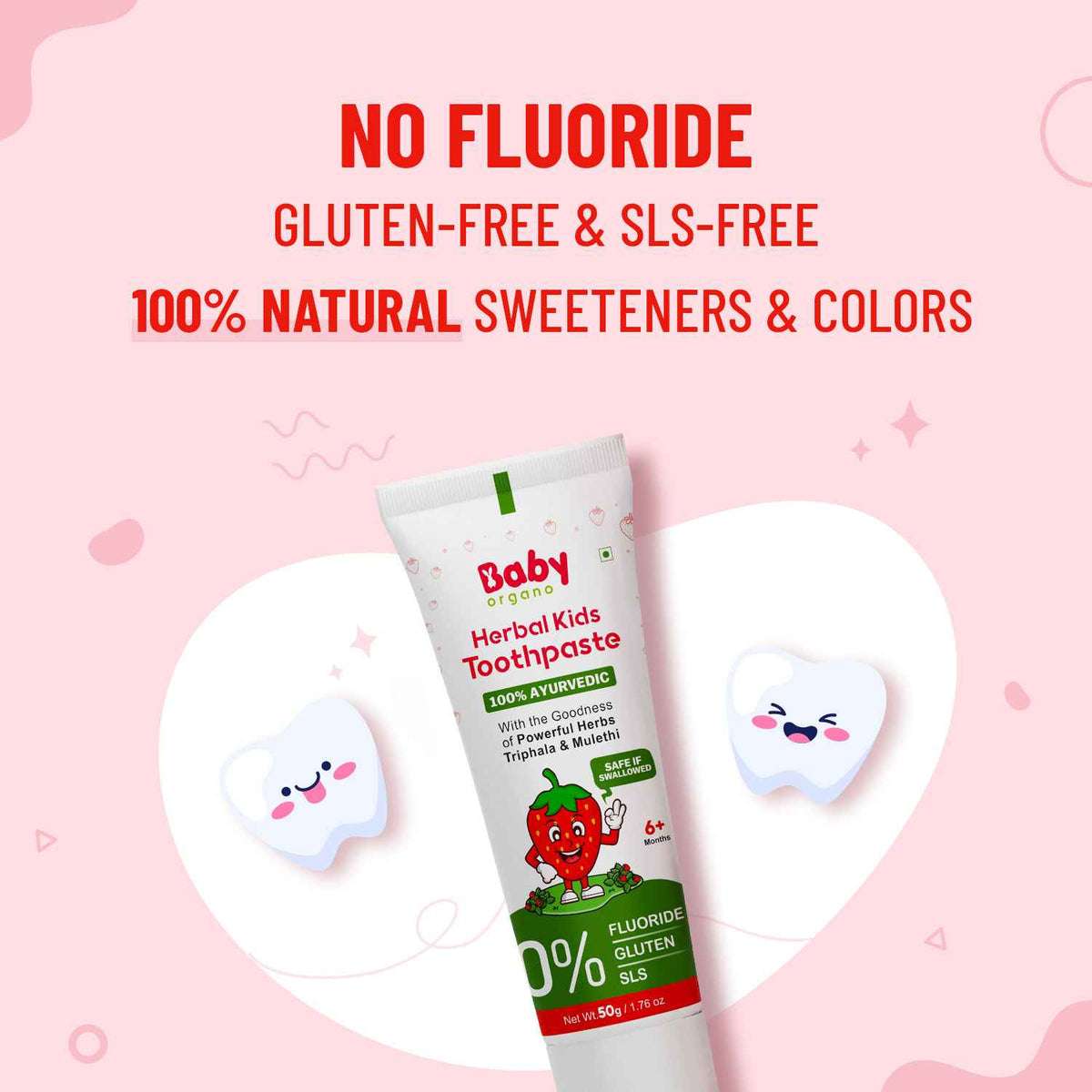 Healthy Teeth & Gums | Herbal Kid's Toothpaste | Strawberry Flavour | 6 Months +