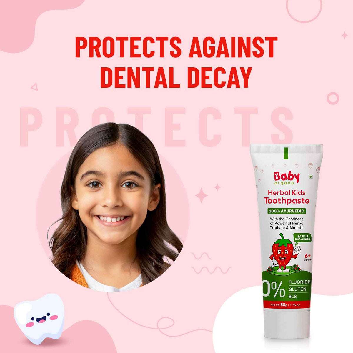 Healthy Teeth & Gums | Herbal Kid's Toothpaste | Strawberry Flavour | 6 Months +