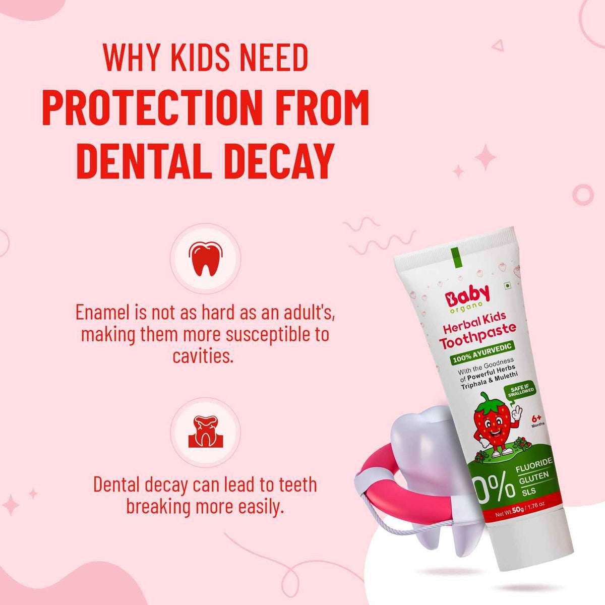 Healthy Teeth & Gums | Herbal Kid's Toothpaste | Strawberry Flavour | 6 Months +