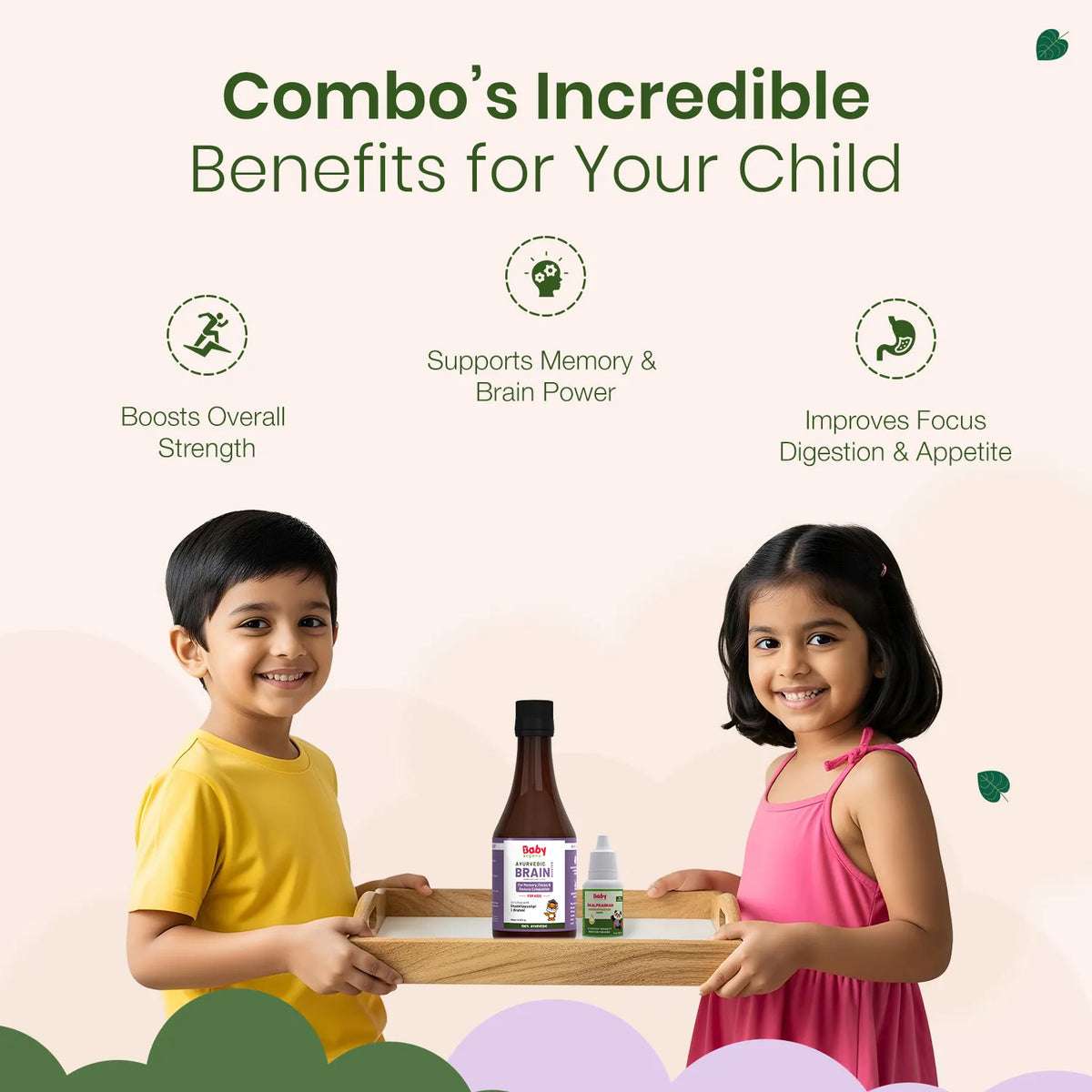 Best Brain Booster Combo For Kids | Swarnaprashan Drops (15ml) + Ayurvedic Brain Booster Shankhpushpi Syrup (200ml)
