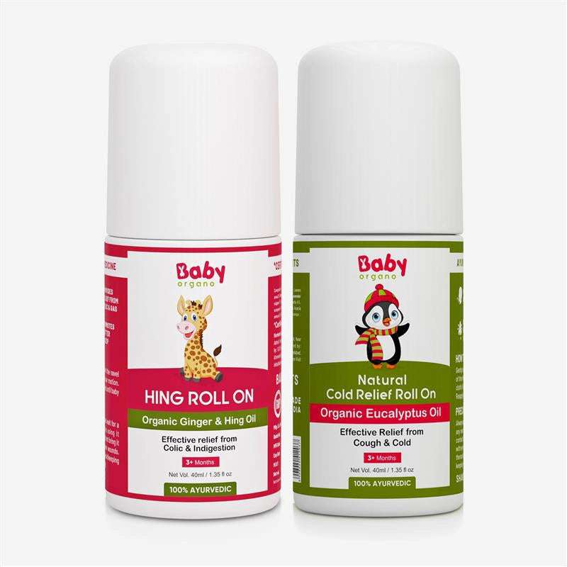 Kid's Cough and Colic Roll On Combo | Cold Roll on (40ml) + Hing Roll on (40ml)