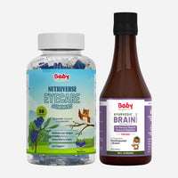 Brain Booster & Eye Care Combo | Nutriverse Eye Care Gummies + Shankhpushpi Syrup
