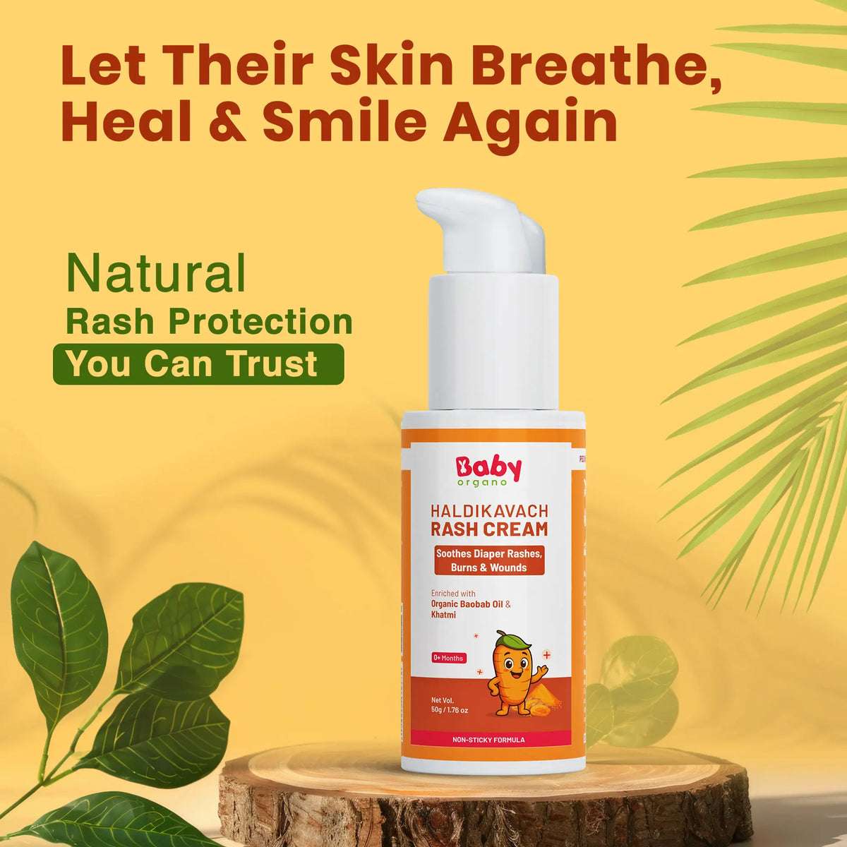 Haldikavach Rash Cream | Natural Relief from Diaper Rashes, Cuts, Wounds & Minor Burns | 3+ Months
