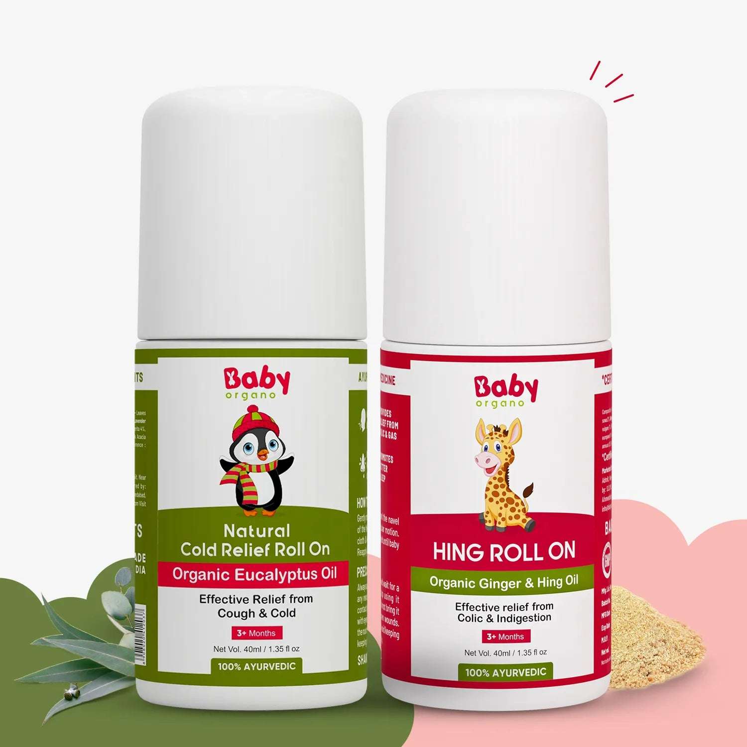 Kid's Cough and Colic Roll On Combo | Cold Roll on (40ml) + Hing Roll on (40ml)