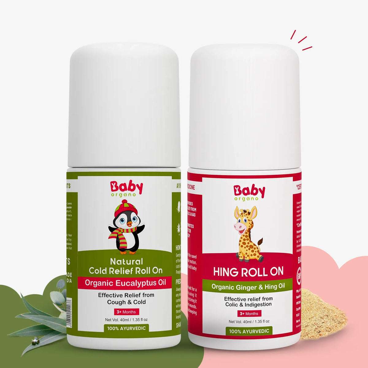 Kid's Cough and Colic Roll On Combo | Cold Roll on (40ml) + Hing Roll on (40ml)