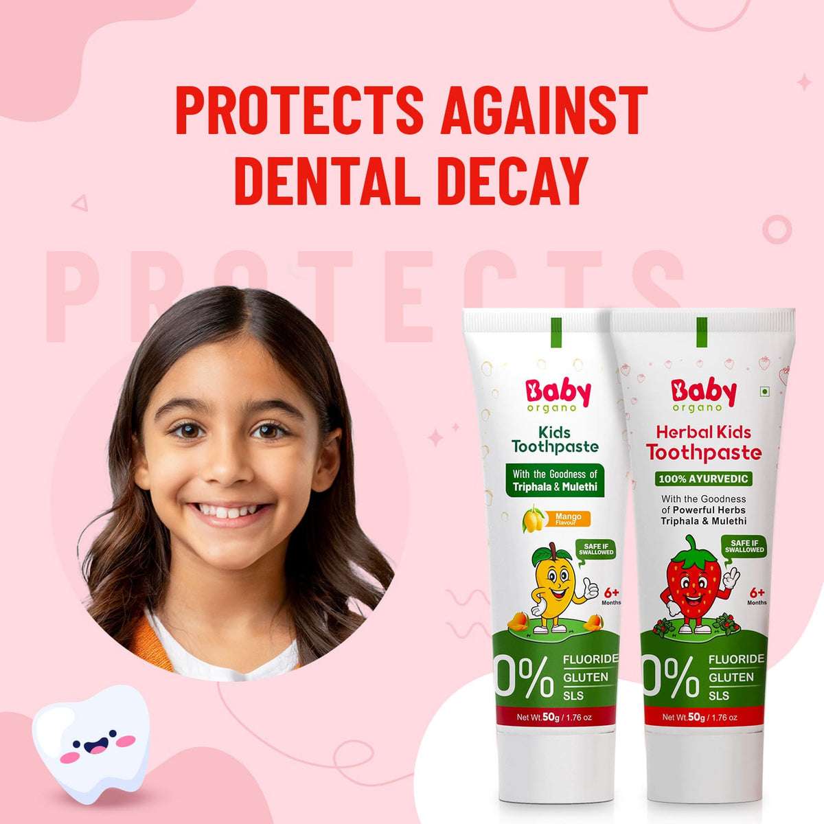 Natural Oral Care Combo for Kids | Herbal Kids Toothpaste Mango Flavour | Herbal Kids Toothpaste Strawberry Flavour | Healthy teeth and strong gums