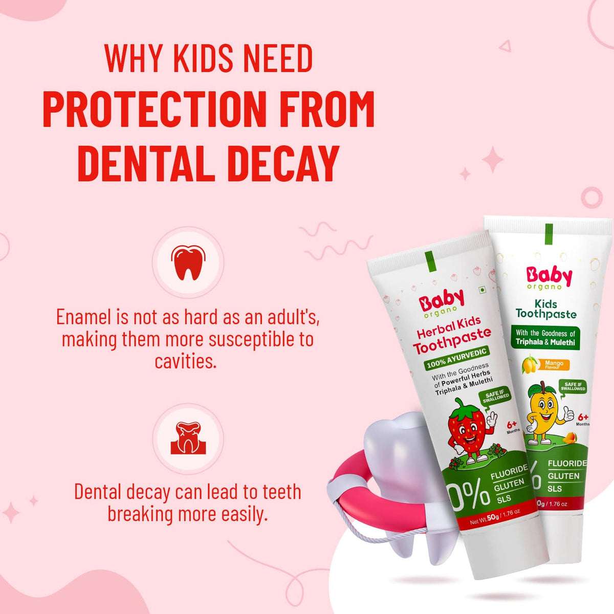 Natural Oral Care Combo for Kids | Herbal Kids Toothpaste Mango Flavour | Herbal Kids Toothpaste Strawberry Flavour | Healthy teeth and strong gums