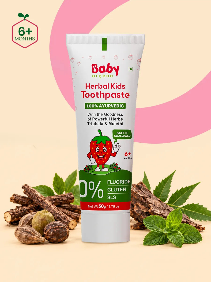 Fluoride-Free Toothpaste | Strawberry Flavour | Fights Cavities & Strengthens Gums | Herbal Formula