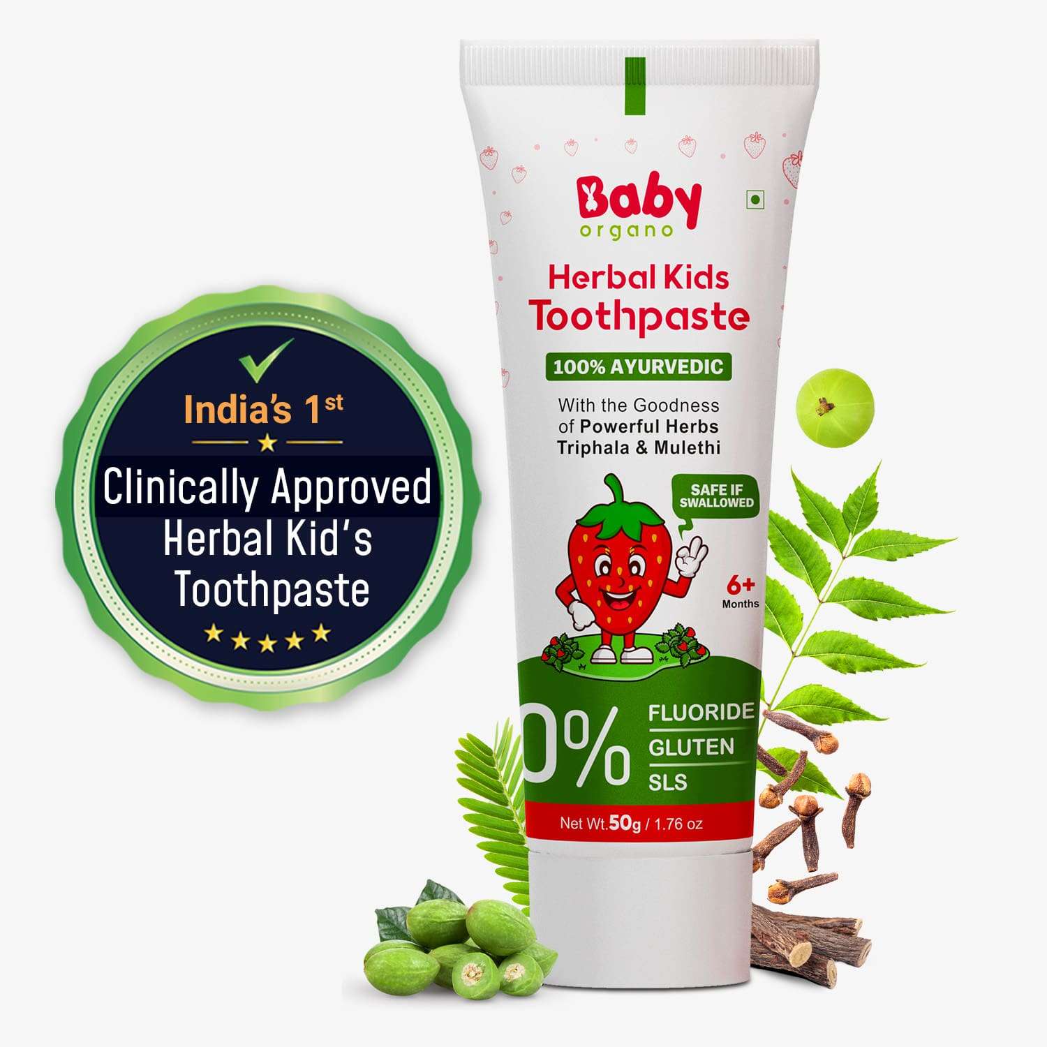 Healthy Teeth & Gums | Herbal Kid's Toothpaste | Strawberry Flavour | 6 Months +