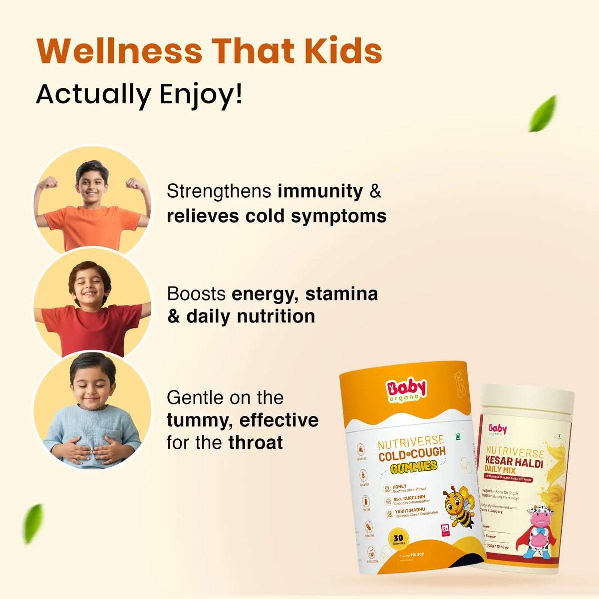 Cold & Immunity Shield Combo for Kids| Nutriverse Cold & Cough Gummies + Kesar Haldi Milk Mix