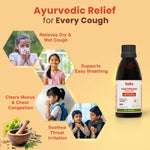 Ayurvedic cough syrup for kids that relieves dry and wet cough, clears mucus, supports easy breathing, and soothes throat irritation.