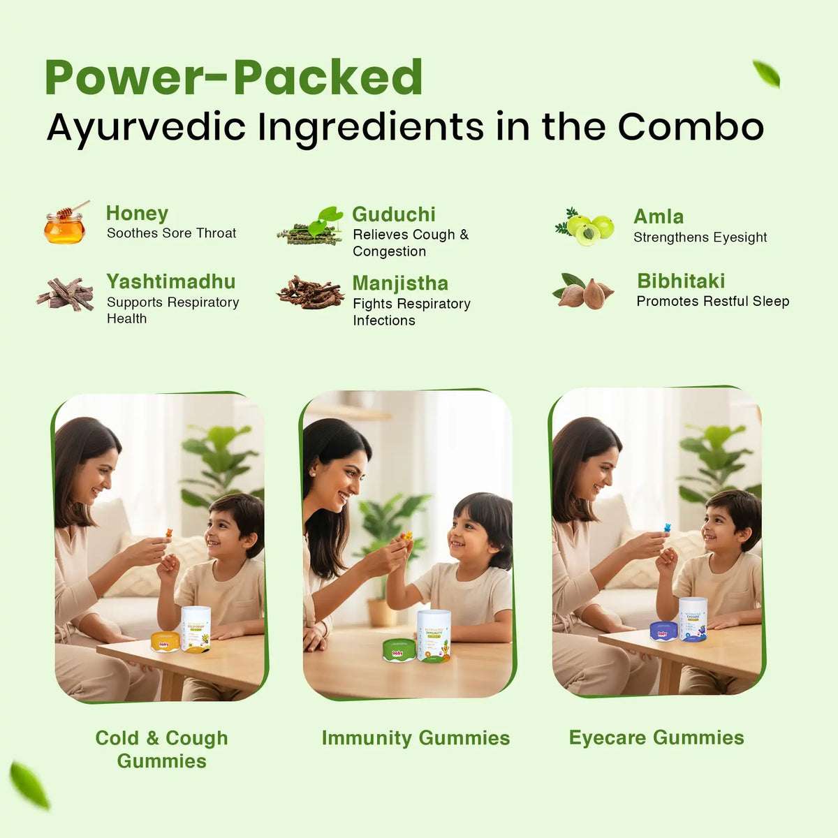 Complete Health Gummies Combo for Kids| Nutriverse Eye Care + Immunity + Nutriverse Cold & Cough Gummies (30 Gummies/Pack)