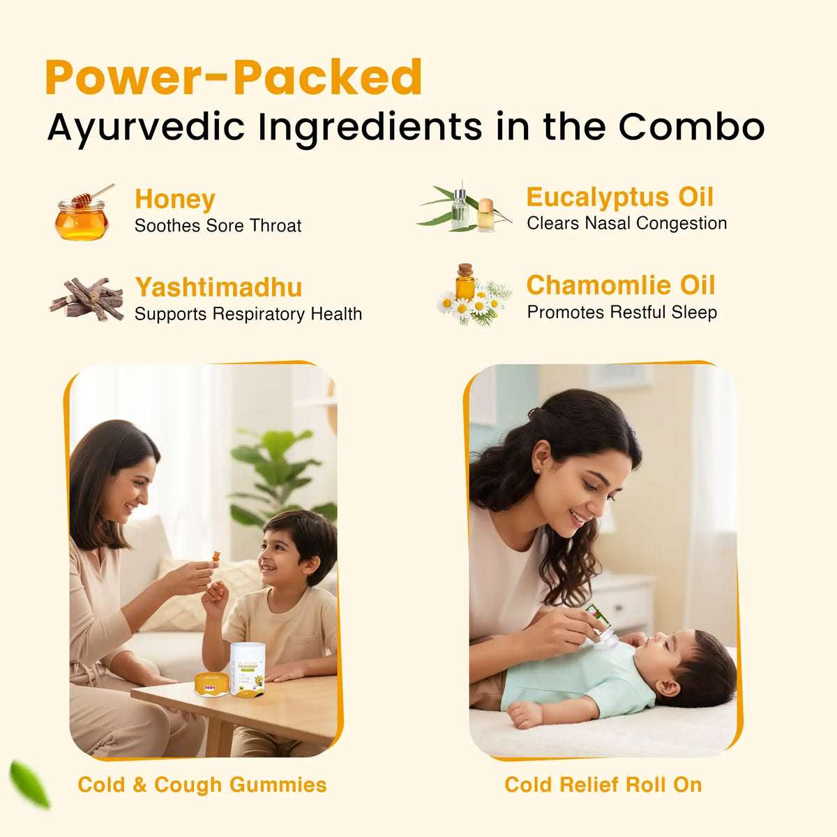 Cold Relief Combo for Kids | Nutriverse Cold & Cough Gummies (30 Gummies/Pack) + Natural Cold Relief Roll-On