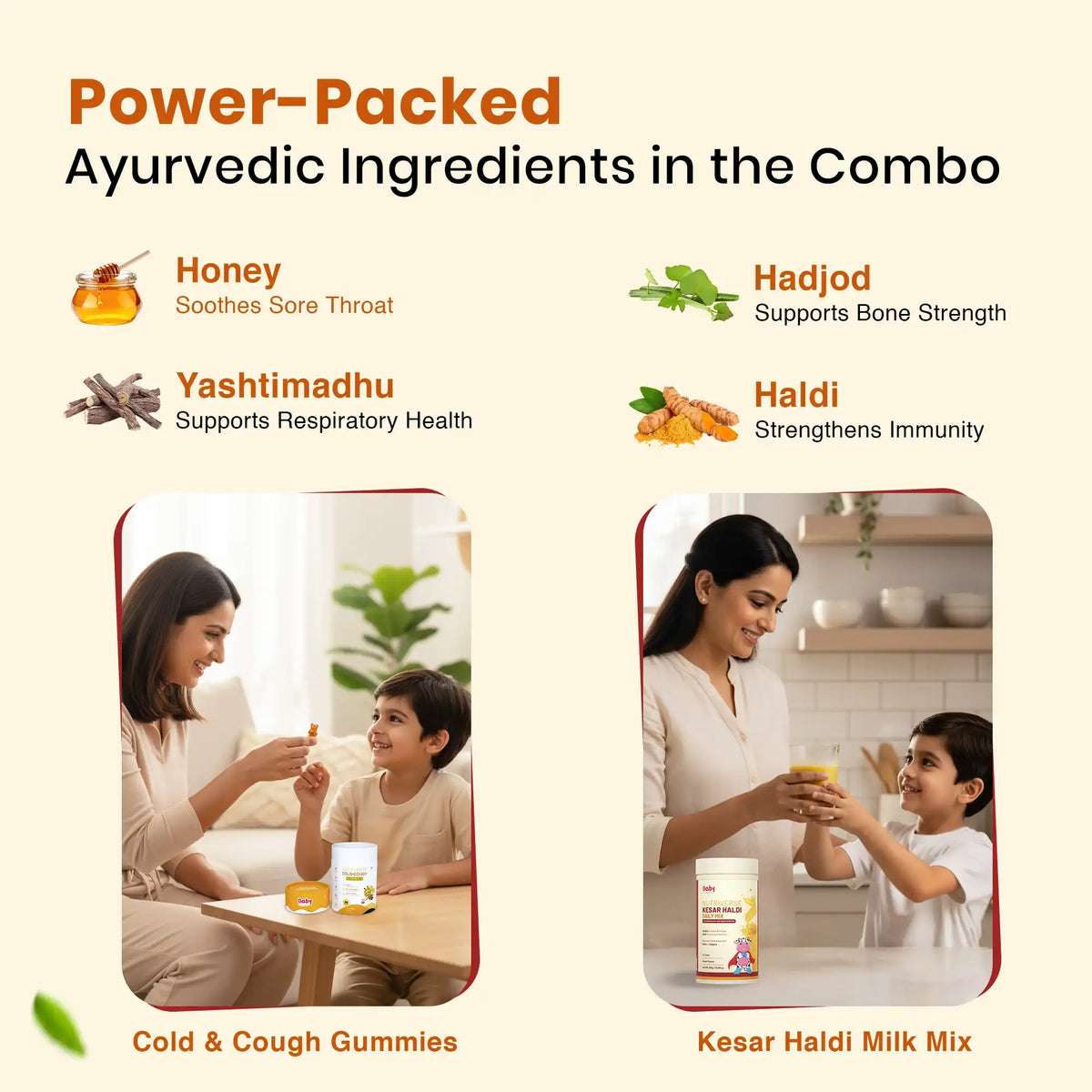 Cold & Immunity Shield Combo for Kids| Nutriverse Cold & Cough Gummies + Kesar Haldi Milk Mix