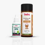 Ayurvedic immunity and cold relief combo for kids featuring Baby Organo Sitopaladi Churna and natural Panch Tulsi Drops