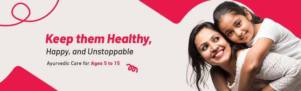 Ayurvedic products for kids aged 5 to 15 years by BabyOrgano to promote energy, focus, and overall well-being