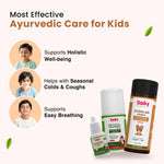 Cold & Cough Defense Combo for Kids | Suvarnaprashan Drops + Natural Cold Relief Roll-On + Sitopaladi Churna