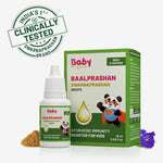 Baalprashan Swarnaprashan Drops – 100% Ayurvedic immunity booster for kids & babies (0–15 years) featuring Swarna Bhasma 24 ct gold ash, Shankhpushpi, Brahmi, and Vacha.