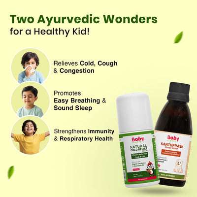 Natural Cold Shield Combo for Kids| Kanthprash Cough Syrup + Natural Cold Relief Roll-On