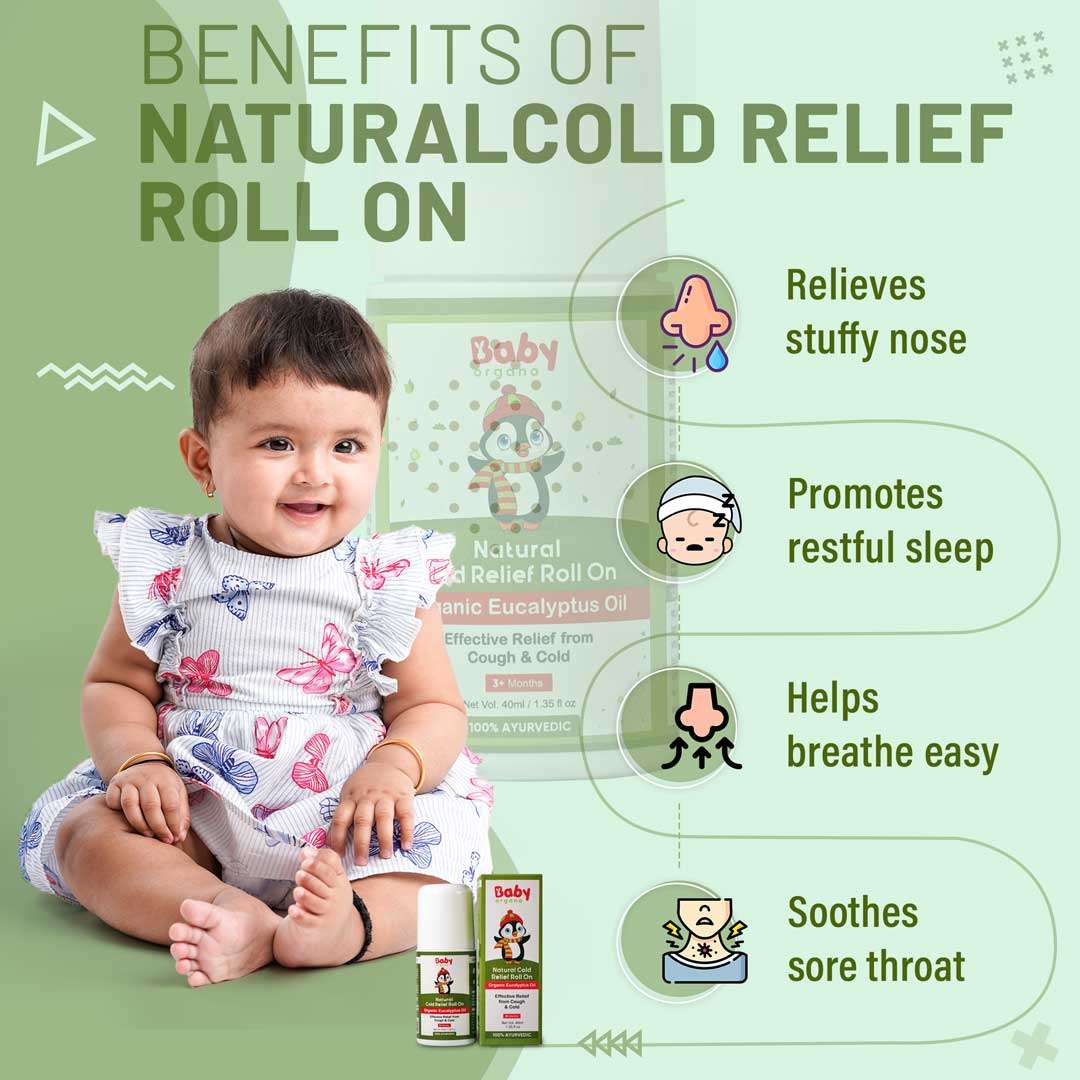 BabyOrgano Kid's Cough and Colic Roll On Combo | Cold Roll on (40ml) + Hing Roll on (40ml) | Safe for Kids