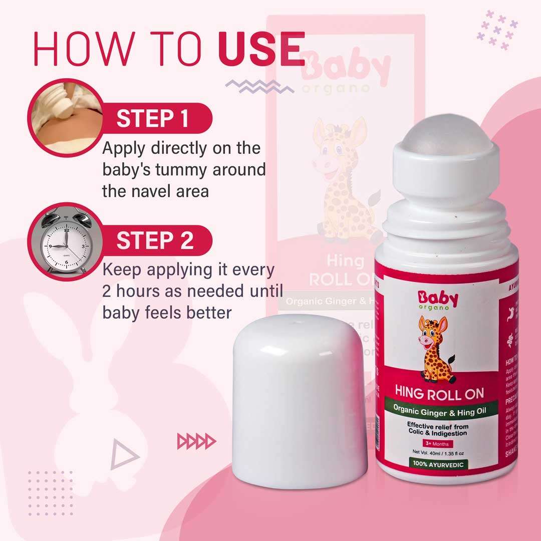 Steps to use BabyOrgano Hing Roll On for baby