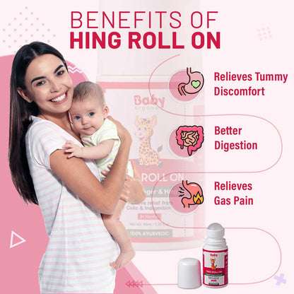 BabyOrgano Hing Roll On for Colic, Constipation and Indigestion in Infants and Kids -100% Ayurvedic