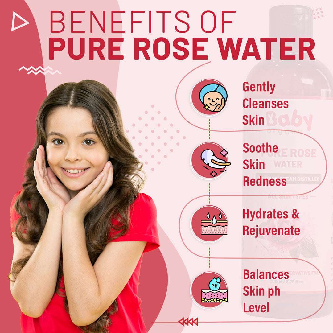 BabyOrgano Pure Rose Water | Made with 99% of Rose Petals | Natural and Preservative Free