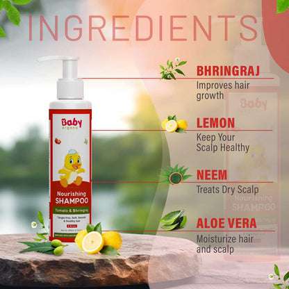 BabyOrgano Tomatino Baby Shampoo  | Contains Tomato seeds, Lemon & Bhringraj | 100% Ayurvedic