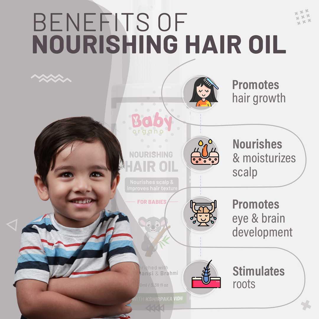 BabyOrgano Nourishing Hair Oil | Made with Ksheer Paak Vidhi | Enriched With Jatamansi & Brahmi| Ayurvedic Baby Hair Oil | Safe for Babies
